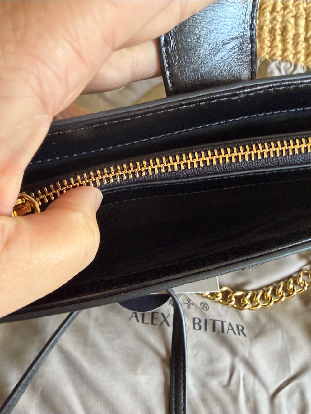 Alexis Bittar Black Leather Crossbody with Gold Lion Hardware - Picture 5 of 9